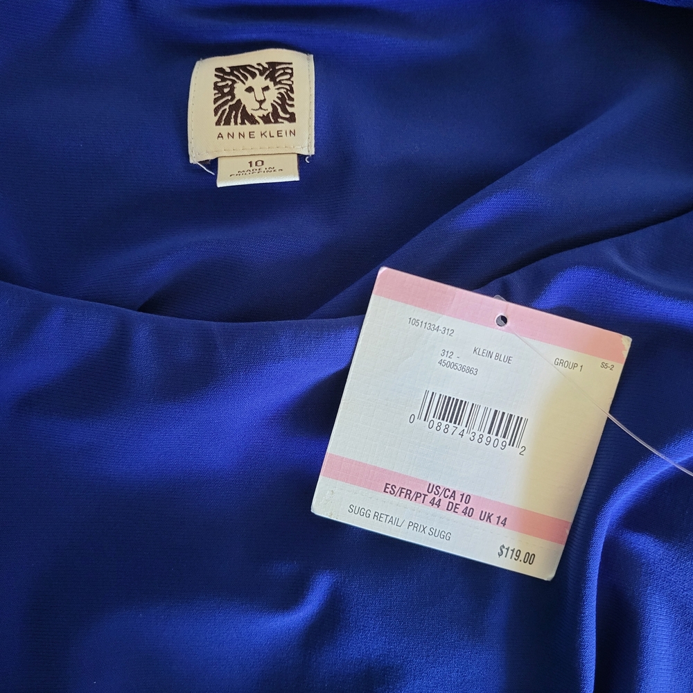 NWT Anne Klein Royal Blue Midi Dress With Ruching 10 - Picture 6 of 7